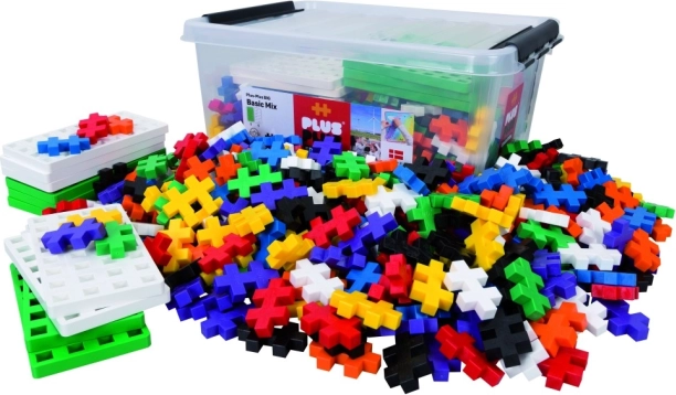 Plus-Plus BIG Basic doboz 400 elemmel és 10 alaplappal