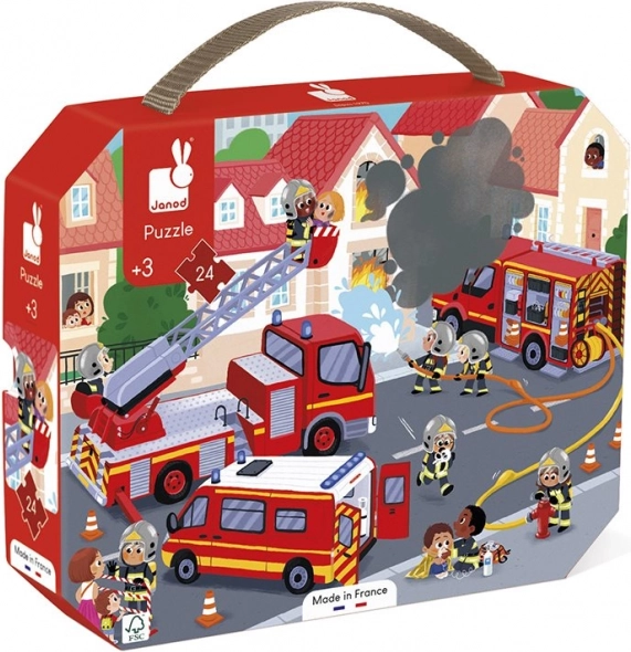 JANOD Puzzle bőröndben Tűzoltók 24 darab