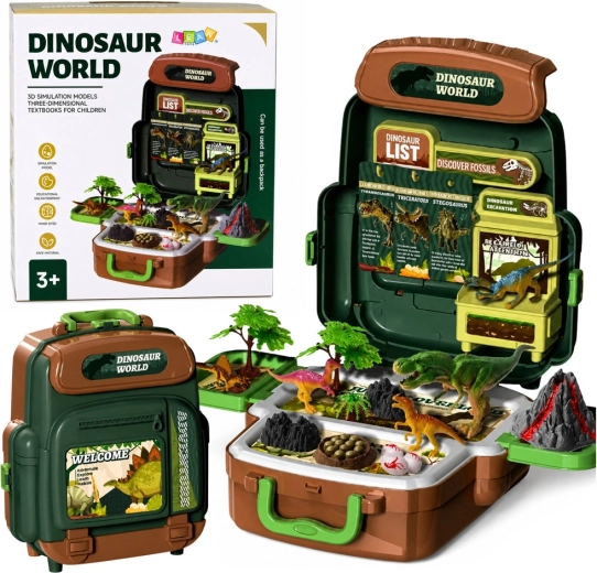 Dinoszauruszok világa – hordozható hátizsák-bőrönd figurákkal és oktatókártyákkal (30 db)