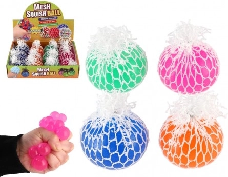 Antistressz szorongatós labda hálóval, 6 cm – 4 szín