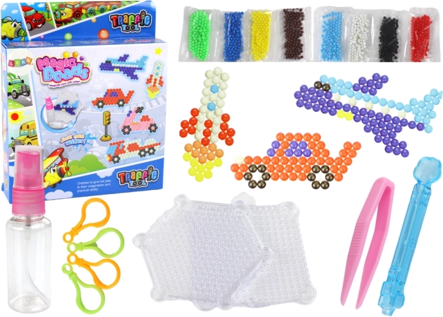 Vizes gyöngyök DIY – 8 szín, közlekedési motívumok
