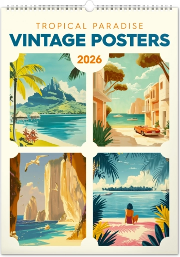 Fali naptár Vintage poszterek Trópusi paradicsomok 2026