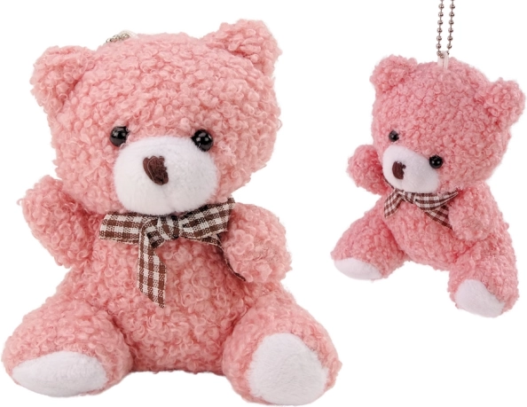 Rózsaszín plüss mini mackó kulcstartó 10 cm