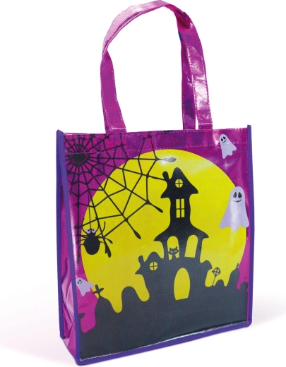 Halloween-i ajándéktáska kastélymintával, lila