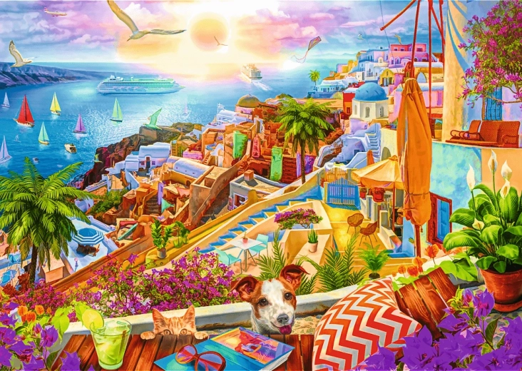 TREFL Premium Plus Tea Time puzzle – látogatás Santorinin, 1000 darab