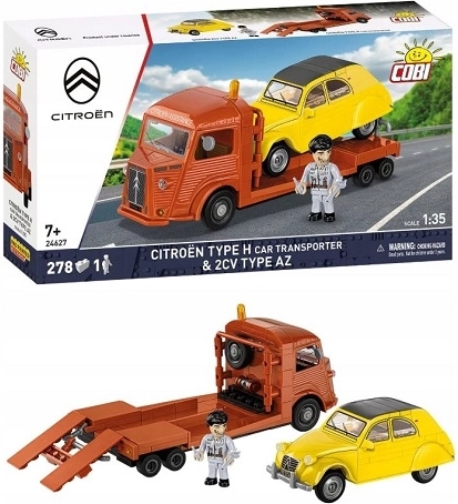 COBI Citroën Type H autószállító és Citroën 2CV AZ építőkészlet (278 db elem)