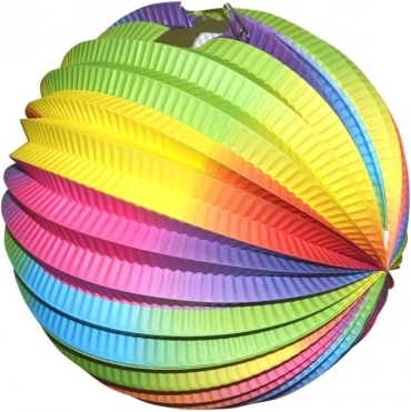 Lampion Gömb Szivárvány 25 cm