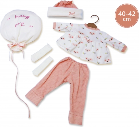 Ruhaszett újszülött babához 40–42 cm, 4 részes készlet ölelő plüssel