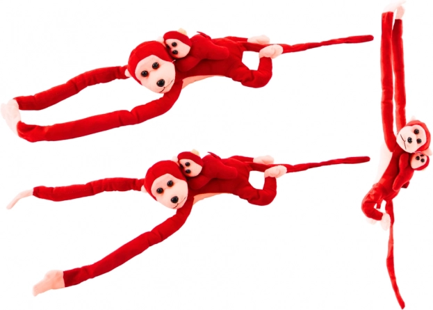 Plüss majom baba majommal, piros 90 cm