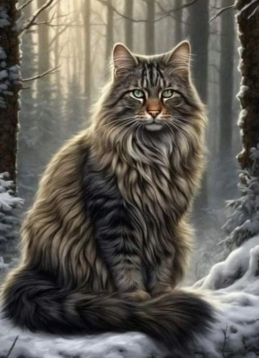 Gyémántfestés Macska az Erdőben 30x40cm