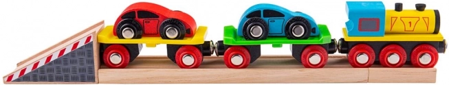 Fa tehervonat autókkal és sínekkel BIGJIGS RAIL