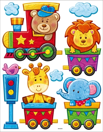 Dekoratív falmatricák Vonat állatokkal