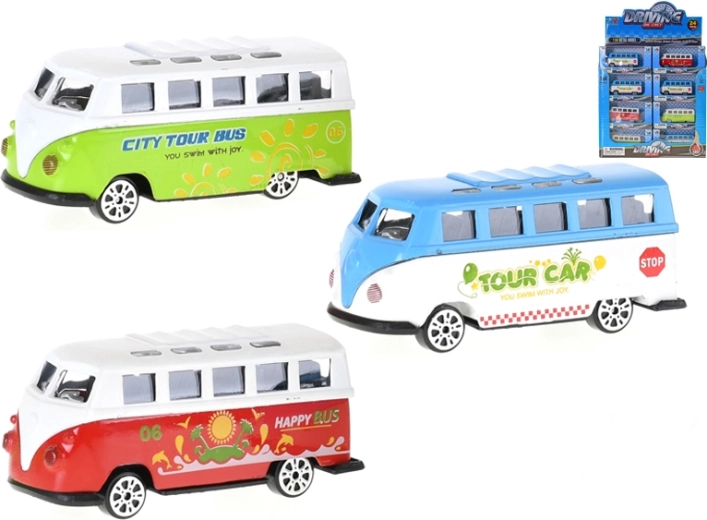 Fém mini busz 1:64 szabadonfutó mechanikával