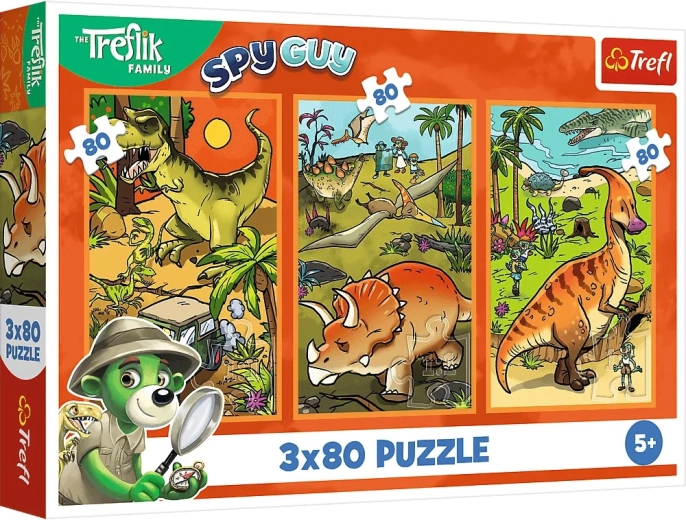 Trefl puzzle – Treflikék a dinoszauruszok világában 3×80 darab