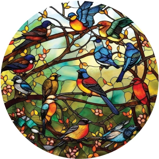 Kerek puzzle Ólomüveg Erdő kórusa 570 darab