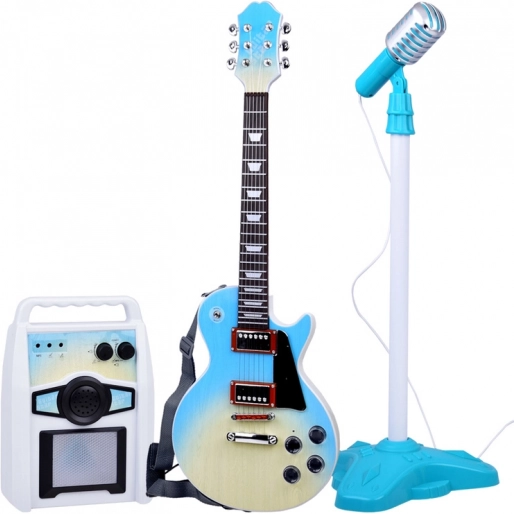 Elektromos gitár mikrofonnal és erősítővel gyerekeknek – karaoke szett