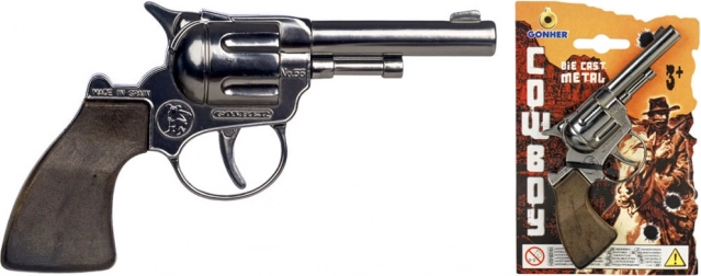 Kovboj revolver 12 lövéshez, ezüst, kicsi