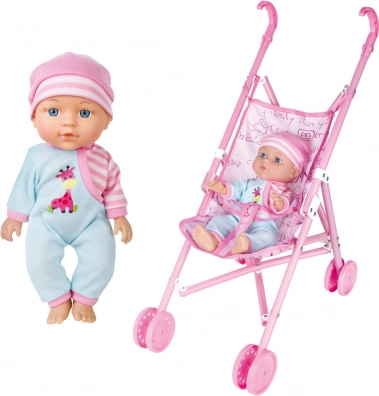 Hangot adó baba babakocsival 27 cm – cseh csomagolás