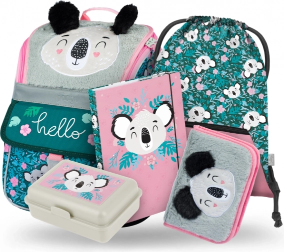 Zippy Baby Koala iskolai felszerelés készlet: iskolatáska, tolltartó, zsák, mappa, doboz