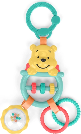 Bright Starts csörgő és rágóka C‑karikán – Micimackó Busy Bear