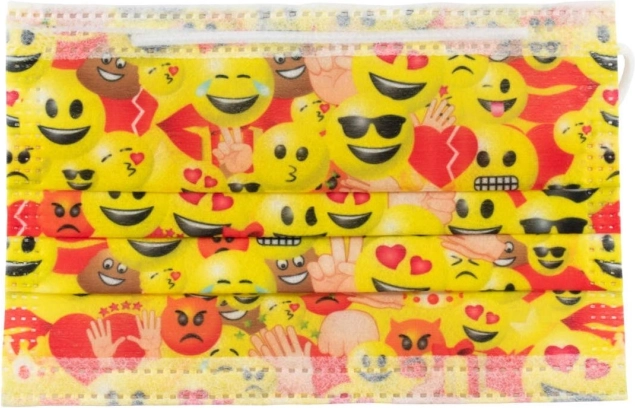 Eldobható védőmaszk mosolygós arccal