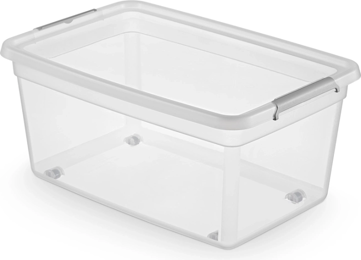 Basestore tárolódoboz kerekeken, fedéllel és rögzítőcsipeszekkel, 40 l
