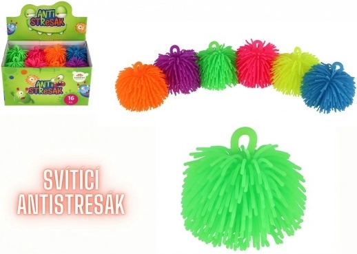 Antistressz nyomkodható szilikonlabda fénnyel, 7 cm