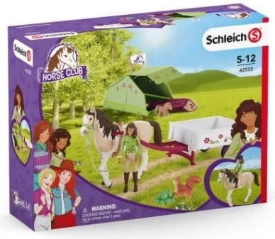 Schleich Horse Club Sarah a pinto kancájával és kempingfelszereléssel