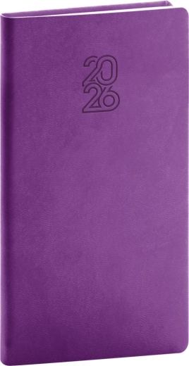 Zsebnaptár Lila 2026 - 9 x 15,5 cm méret