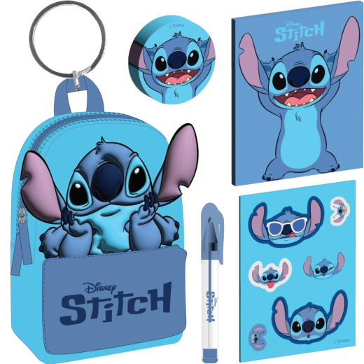 Disney Lilo és Stitch kulcstartó mini Stitch hátizsákkal