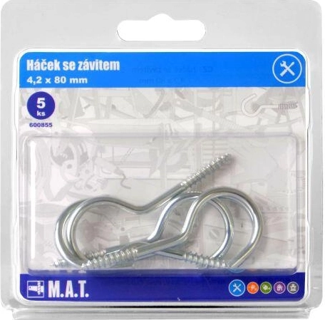 Menetes kampó 80 × 4,2 mm, horganyzott, 5 db
