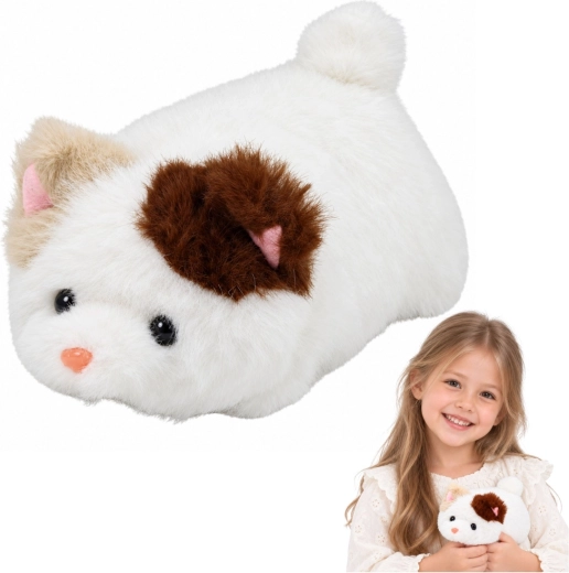 Fehér plüss cica ölelgetéshez, 16 cm