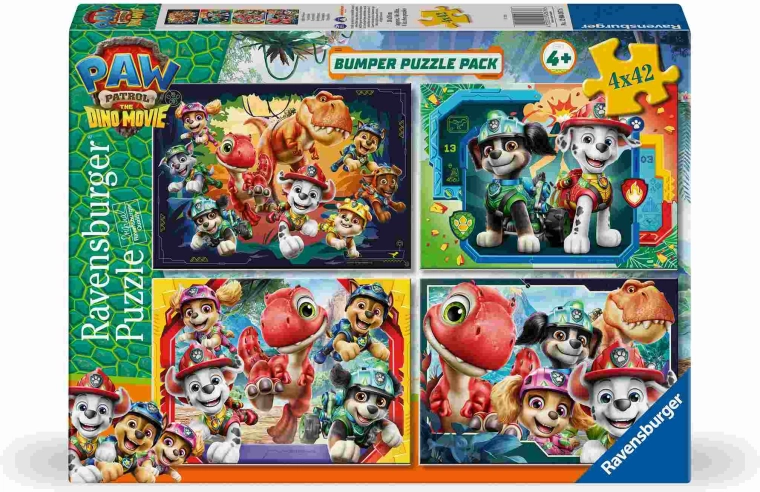 Ravensburger Mancs őrjárat: Dinoszauruszok film puzzle, 4 × 42 darabos