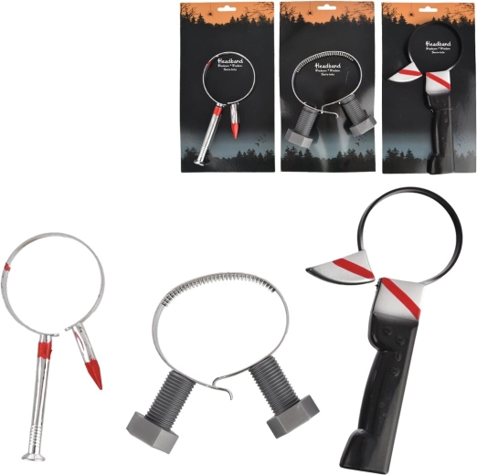 Horror halloweeni fejpánt fejátütés-effekttel (kés/csavar – vegyes változat)
