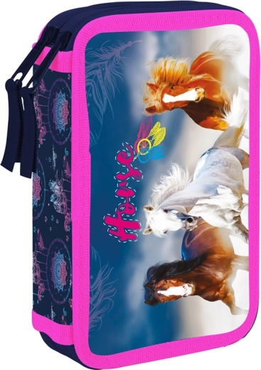 Kétrekeszes iskolai tolltartó ló motívummal Oxybag