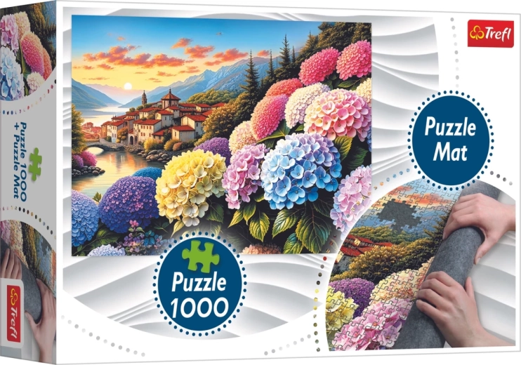 Trefl hortenzia puzzle 1000 darabos, alátéttel