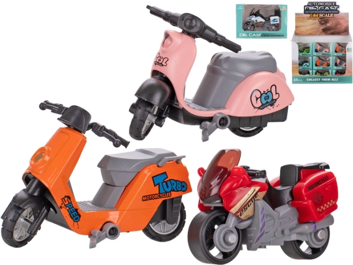 Fém motorkerékpár 1:64 szabadon futó, 7 cm