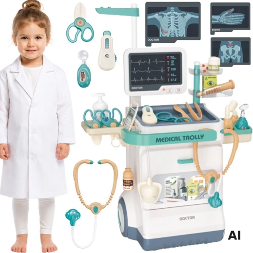 Woopie orvosi kocsi kis doktor EKG-val, hanggal és fénnyel - 1 db