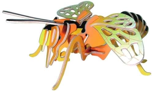 Woodcraft fa 3D puzzle – színes méh