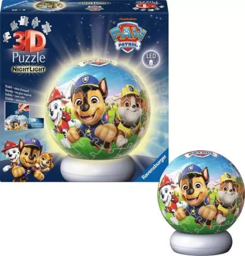 Világító 3D puzzle PAW PATROL – éjszakai kiadás, 72 darab