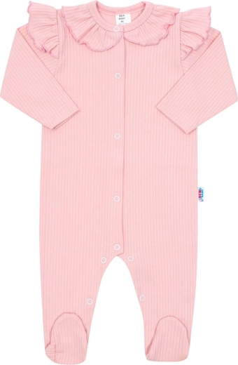 New Baby Stripes rózsaszín pamut babaoverál 86 (12–18 hó)