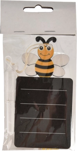 Fa feliratozható tábla méhecskével 7 × 13 cm, fekete