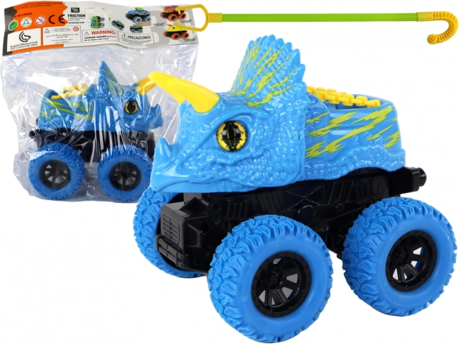 Triceratops játékautó gumikerékkel kék