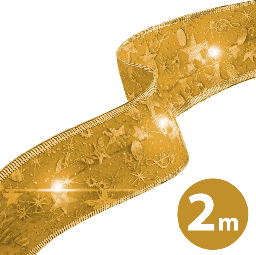 Karácsonyi LED-es arany szalag 2 m