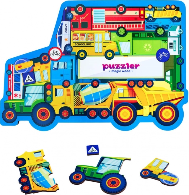 Woodlika fa puzzle – közlekedési eszközök világa, 18 darab