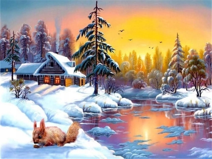 Norimpex Számfestő mókus télen 40 × 50 cm