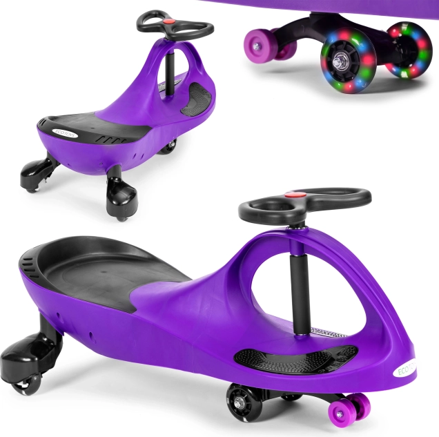 ECOTOYS wiggle car lábbal hajtós járgány LED kerekekkel, lila