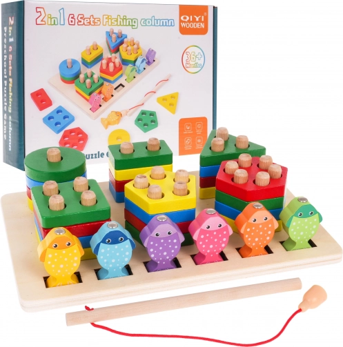 Fa puzzle + horgászos játék