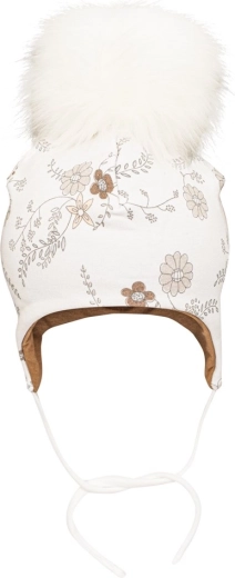 Meleg sapka fülecskékkel és nagy pomponnal