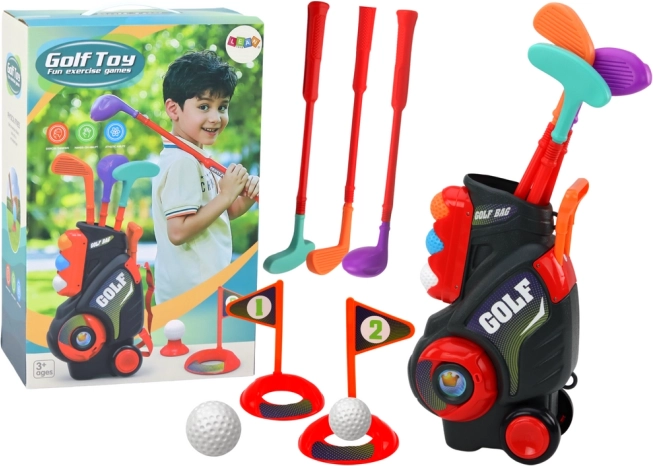 Gyerek mini golf készlet kiskocsival